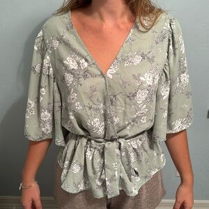 Light green floral top